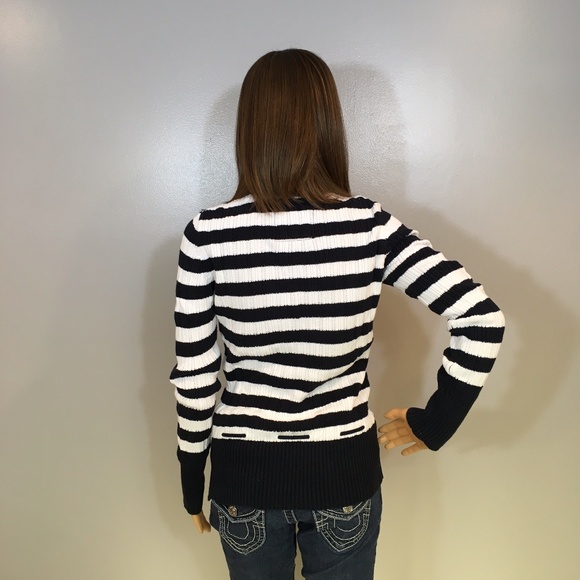 New H&M Chunky Knit Striped Button Down Sweater - Picture 5 of 8
